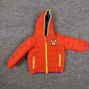 Little Beginnings Jacket Boys 2T Red Hooded Puffer Lined Winter Yogi Bear